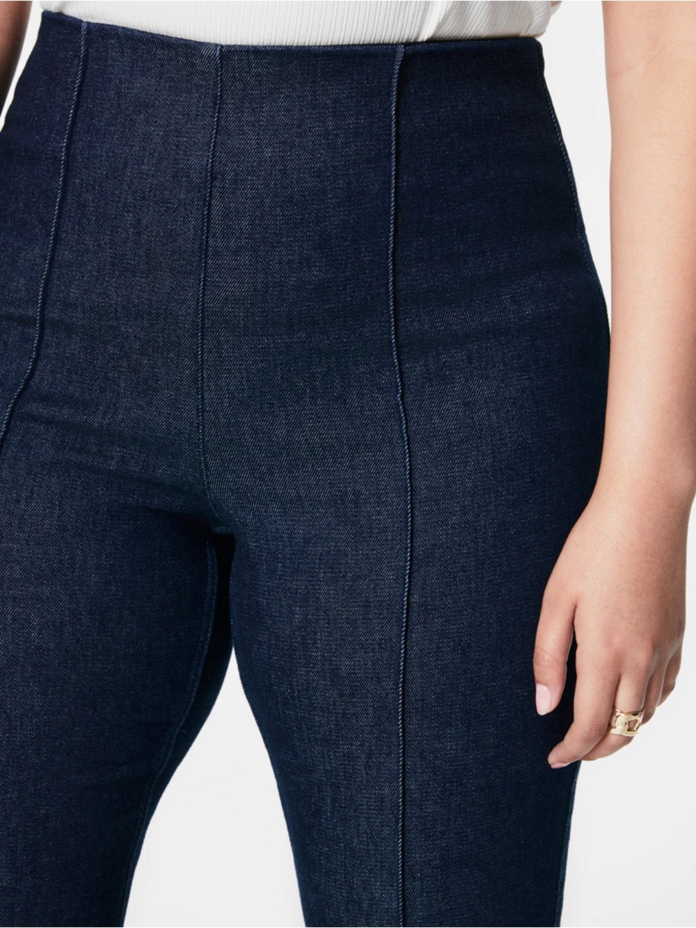 Spanx Demi Boot Cut High Rise Tummy Control Jean Blue Raw Indigo Wash Size L NWT - Picture 3 of 6